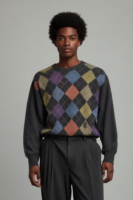 Trussardi Knitwear Wool Argyle Pattern Sweater