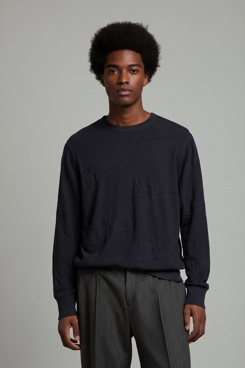 Armani Exchange Navy Textured Sweater - Size S