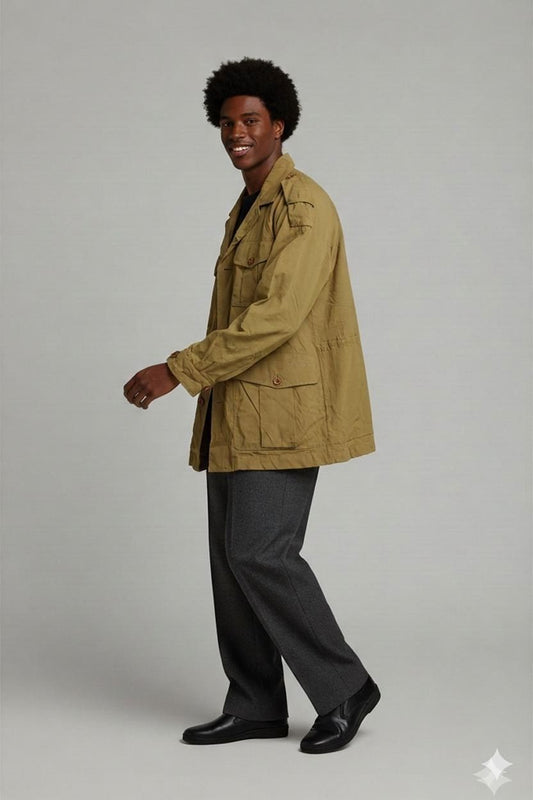 LANCETTI Performance Olive Cotton Field Jacket - Size 50