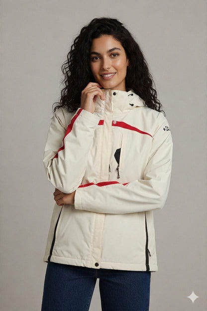 Columbia Sportswear White Windbreaker Jacket with Red Accents - Size M