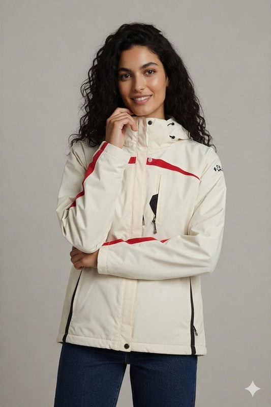 Columbia Sportswear White Windbreaker Jacket with Red Accents - Size M