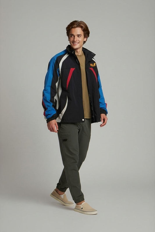 Jack Wolfskin Outdoor Sports Jacket - Size L - Black with Blue Accents