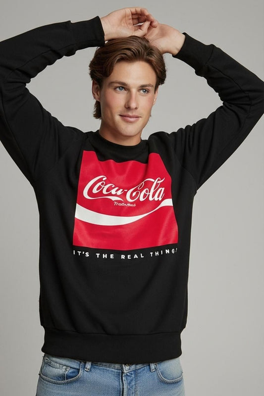 Coca-Cola Black Sweatshirt - Size M - 'It's The Real Thing!' Graphic