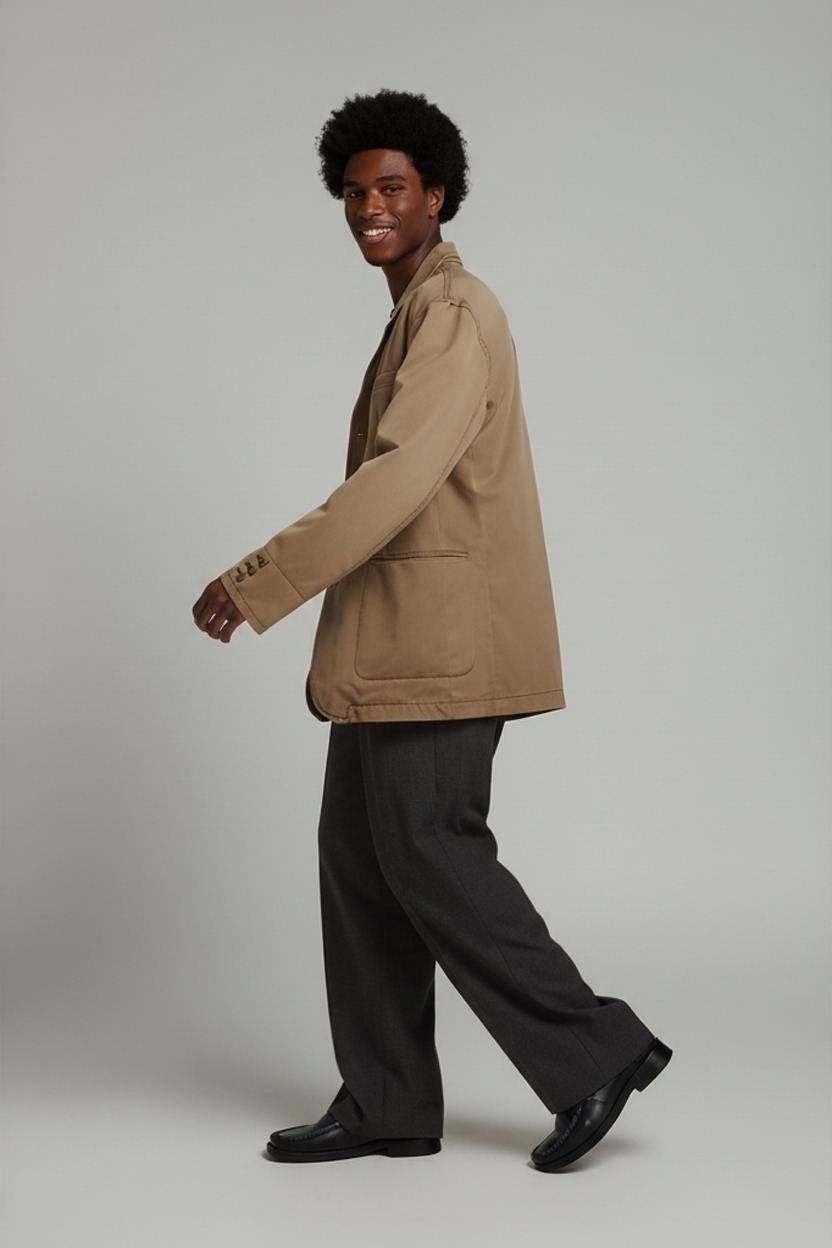 GAP Beige Cotton Jacket with Navy Lining - Size L