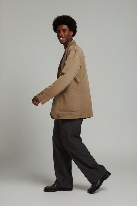 GAP Beige Cotton Jacket with Navy Lining - Size L