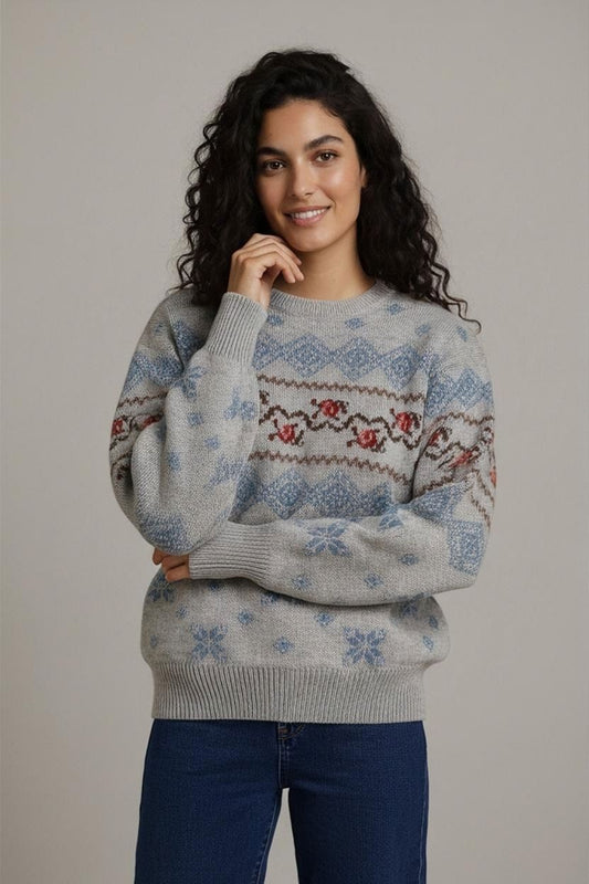 Vintage Russardi Jeans Fair Isle Pattern Wool Sweater - Made in Italy