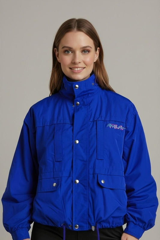 Vintage Sun Trekker Blue Windbreaker Jacket with Teal Lining