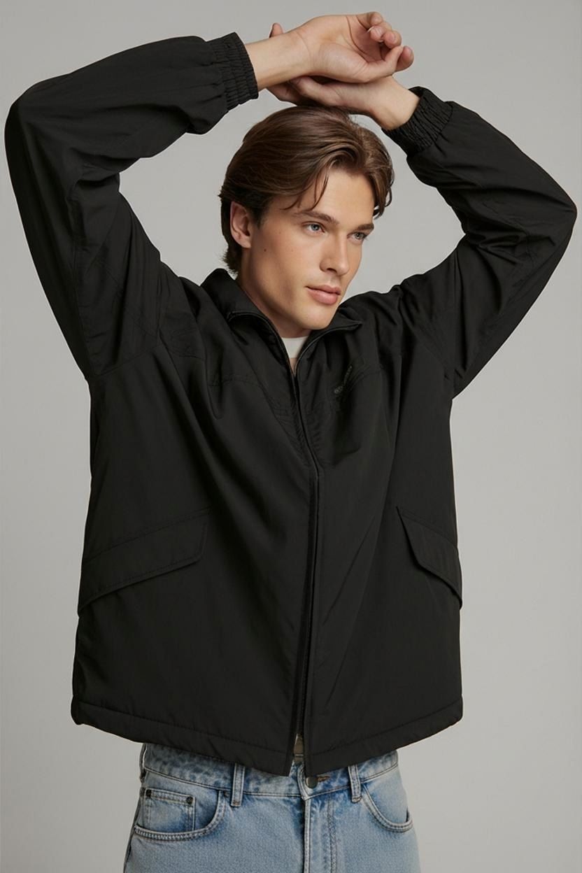 Lotto Black Windbreaker Jacket - Size XL