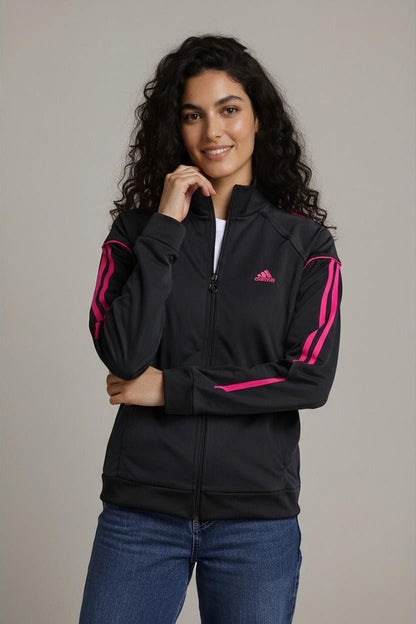 Adidas Black Track Jacket with Pink Details - Women's Size Small