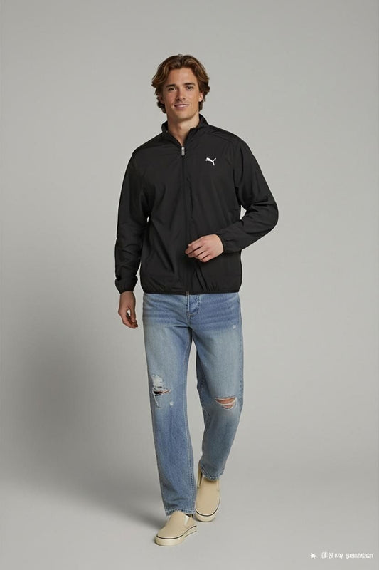 Puma Black Windbreaker Jacket - Men's Size M
