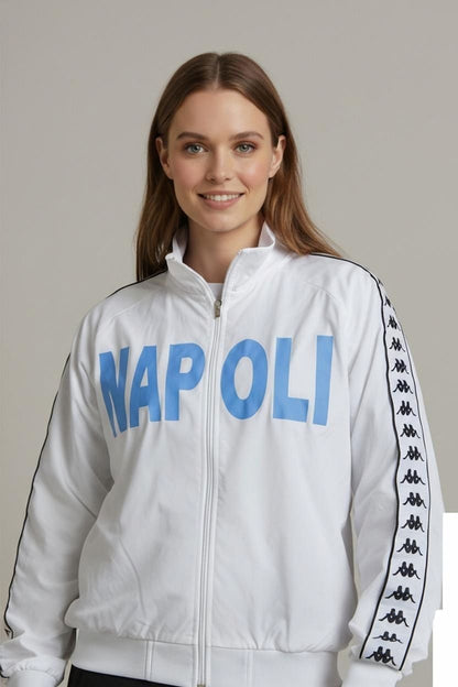 Kappa White Track Jacket with Logo Tape - Size Medium