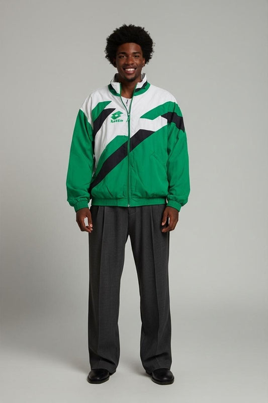 Vintage Lotto Calcio Italia Green Windbreaker Jacket - Size XXL