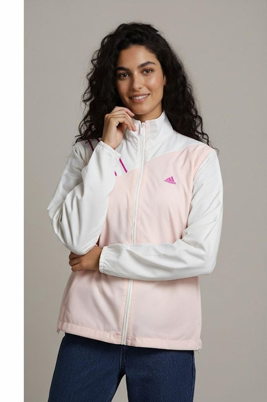 Adidas Pink & White Long Sleeve Polo Shirt - Size D (EU 42/44)