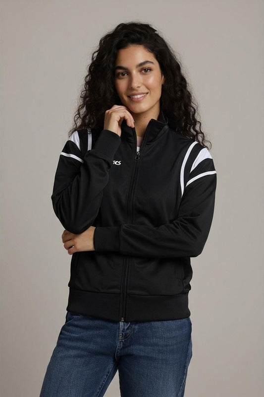 ASICS Black Sports Jacket with White Stripes - Team Line