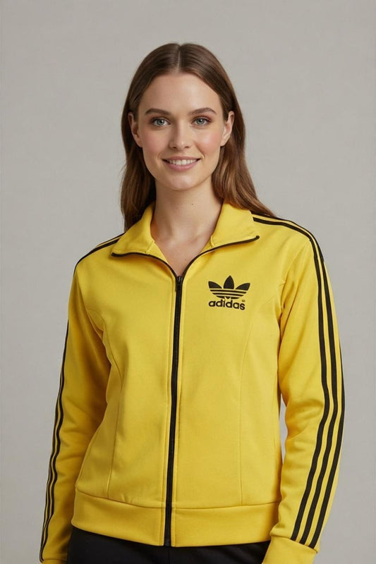 Adidas Yellow Track Jacket with Black Stripes - Vintage Sportswear