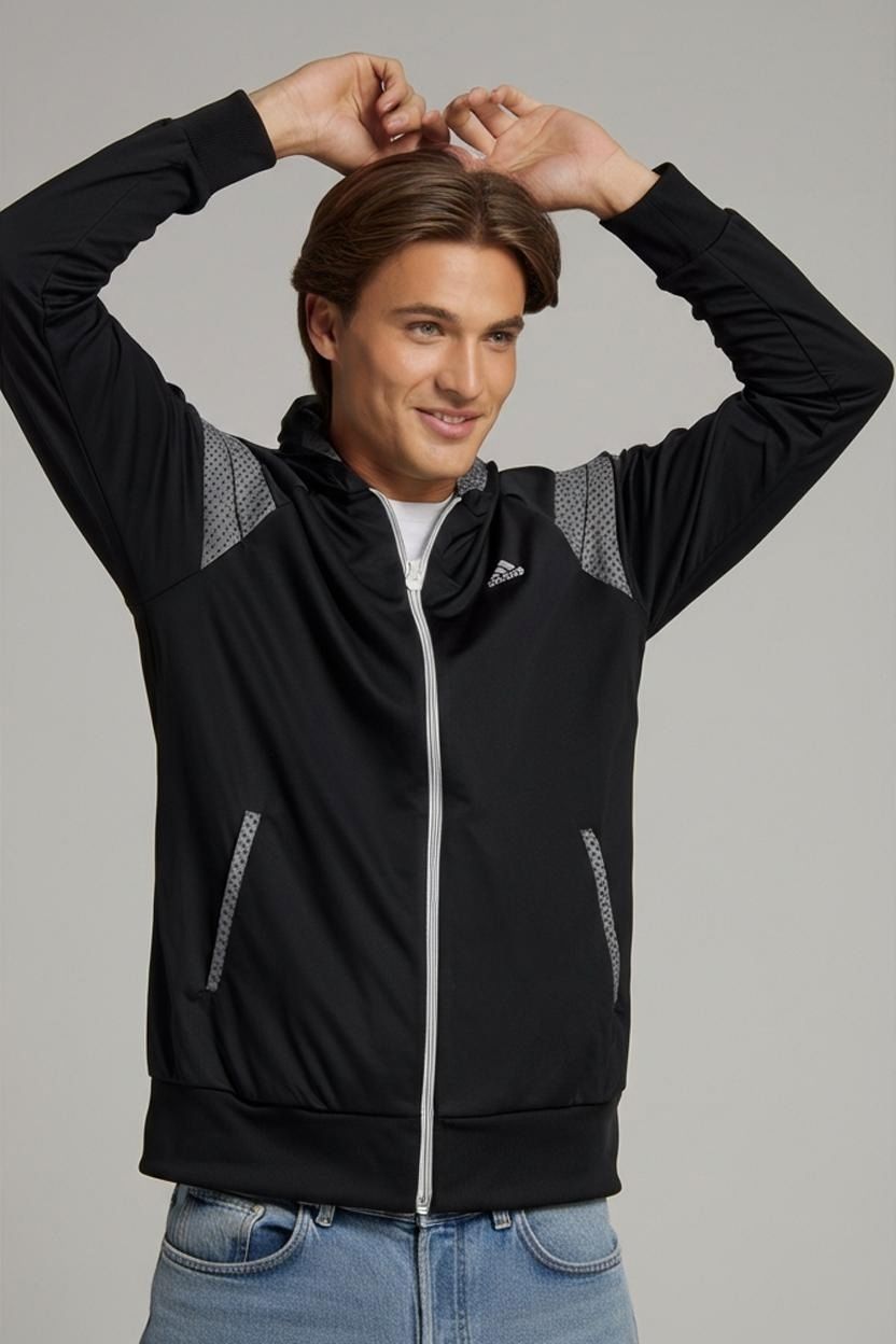 Adidas Black Windbreaker Jacket - UK Size D/US F