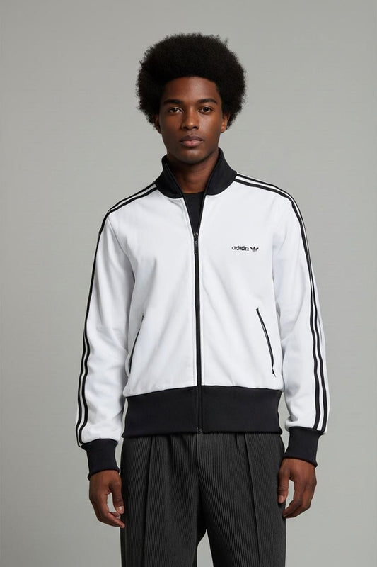 Adidas White & Black Track Jacket - Size 38