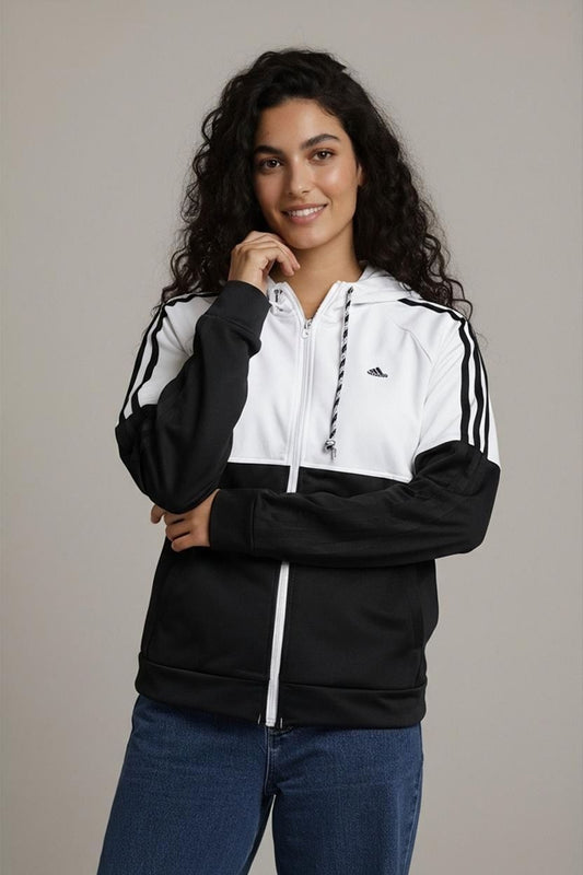 Adidas Black and White Track Jacket - Size M
