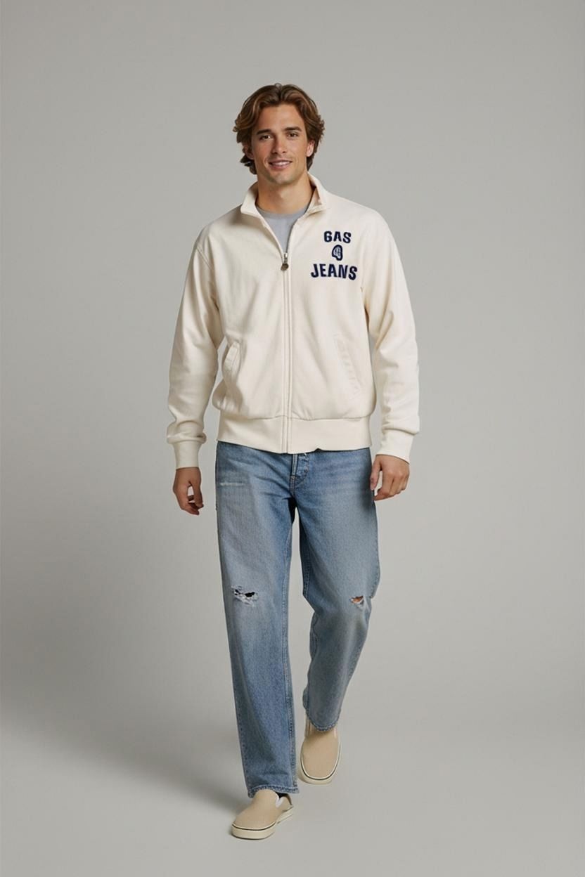 GAS Jeans White Zip-Up Sweatshirt - Size M/L