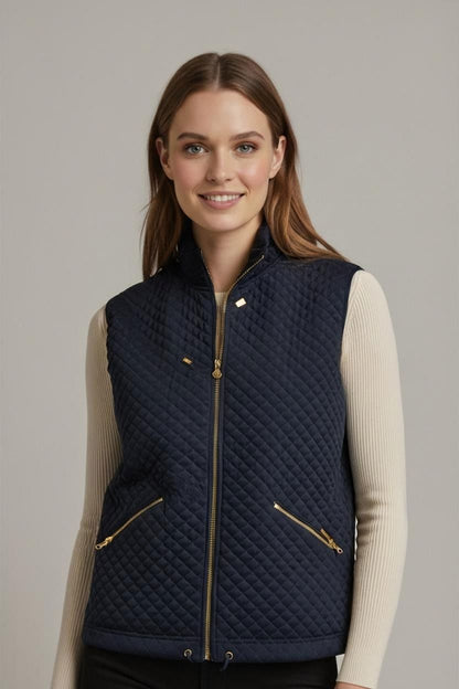 Marco Giordani Linea Sport Navy Quilted Vest with Gold Zippers