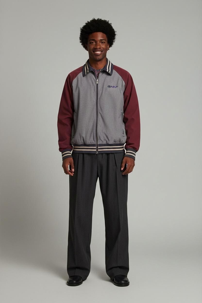 GANT Burgundy & Grey Bomber Jacket - Size XXL