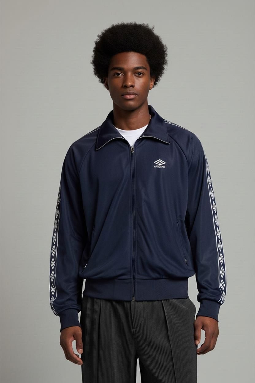 Umbro Navy Windbreaker Jacket with Diamond Pattern - Size L