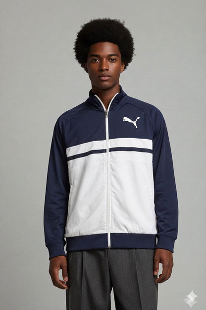 Puma Navy & White Windbreaker Track Jacket with Zipper