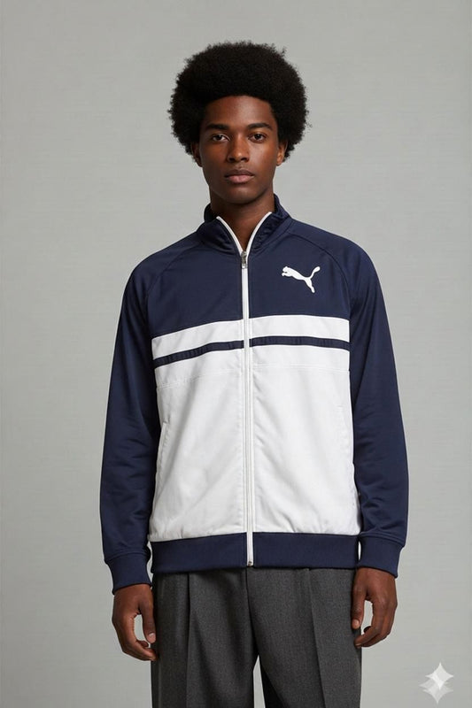 Puma Navy & White Windbreaker Track Jacket with Zipper