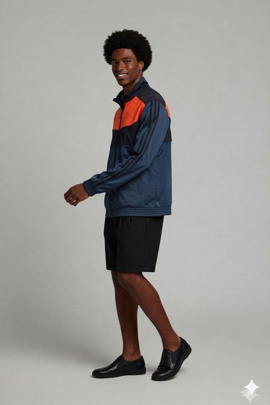 Adidas Men's Navy & Orange Track Jacket - Athletic Sportswear