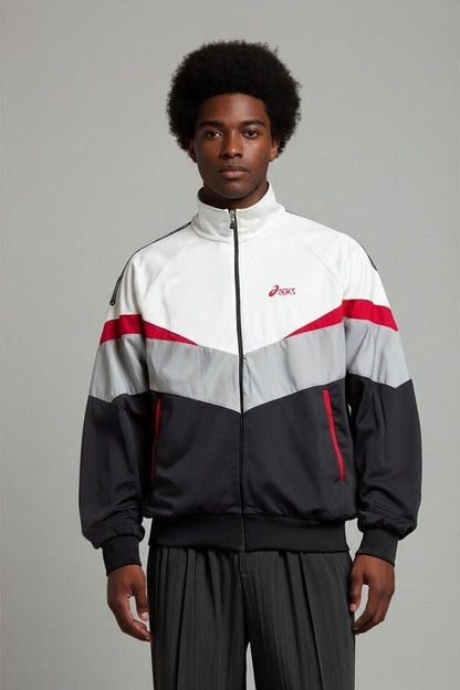 Asics Vintage Windbreaker Jacket - Black/White/Red - Size 54