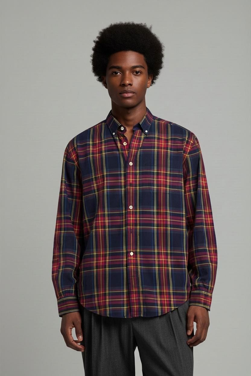 GANT Library Twill Regular Fit Plaid Button-Down Shirt - Size XL