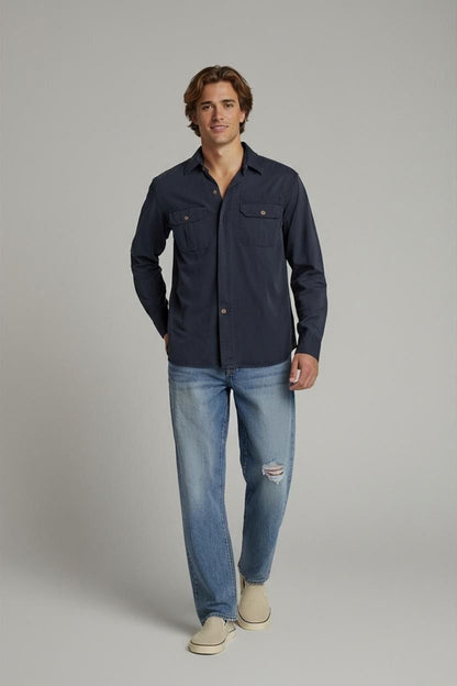 Blu Brown Navy Button-Down Shirt - Size Large