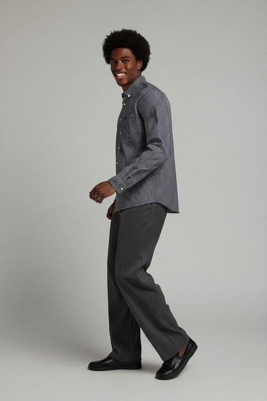 Lee Blue & White Striped Button-Down Shirt - Slim Fit