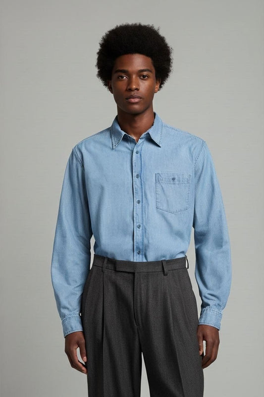 Napapijri Men's Denim Button-Down Shirt - Long Sleeve
