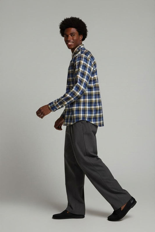 Napapijri Blue Plaid Button-Down Shirt - Regular Fit