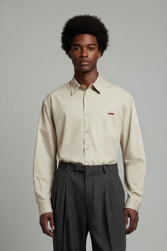 Marlboro Classics Beige Button-Down Shirt - Size Large