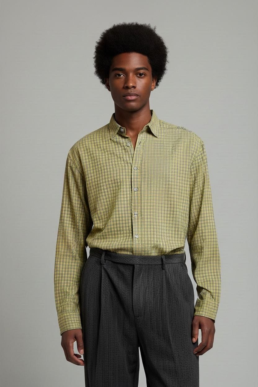 BOSS Hugo Boss Yellow Plaid Button-Down Shirt - Slim Fit
