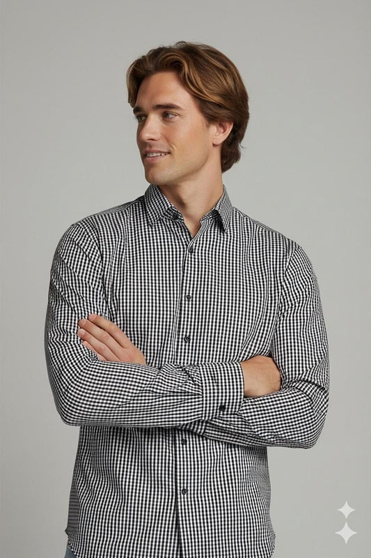 BOSS Hugo Boss Slim Fit Blue & White Checkered Dress Shirt - Size 38/15