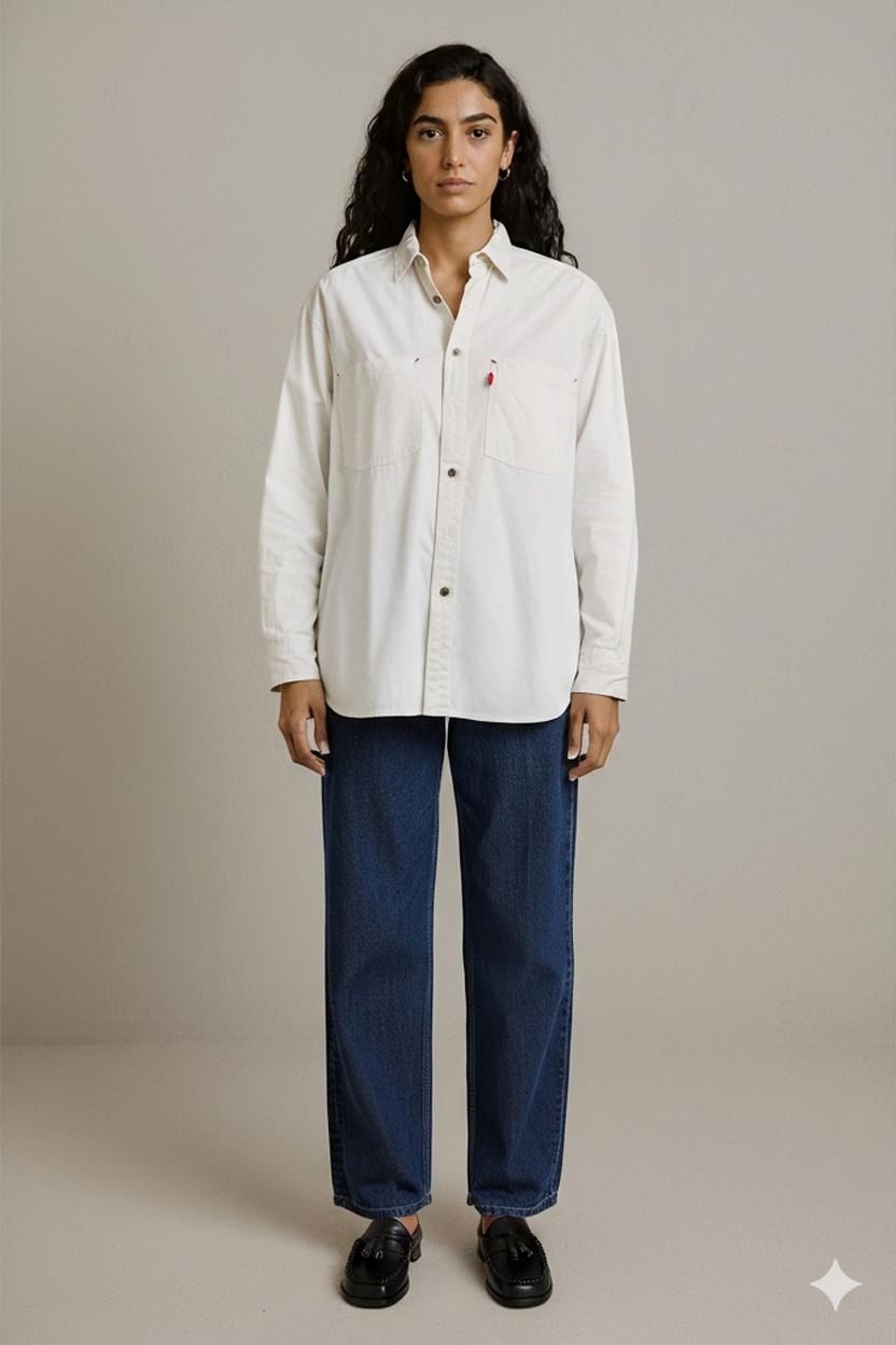 Levi's White Button-Down Shirt - Classic Cotton Casual Wear