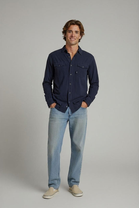 Tom Tailor Regular Fit Navy Button-Down Shirt - Size M