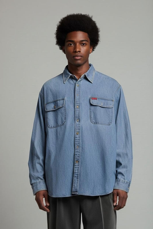Columbia Denim Button-Down Shirt - Men's Size L