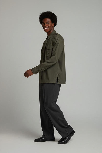 Univers Military Green Button-Down Shirt - Size 39