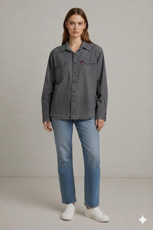 Levi's Grey Denim Jacket - Size L