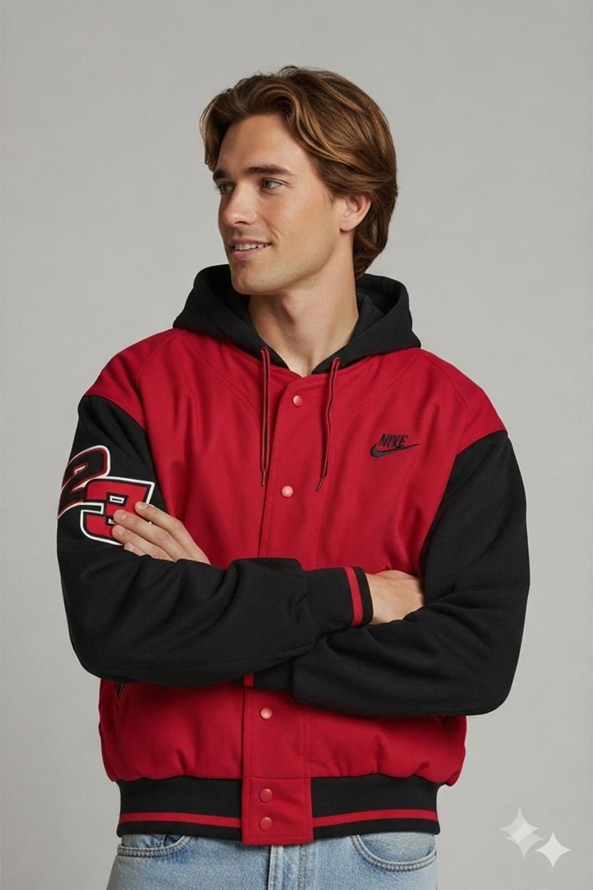 Nike Air Jordan Red & Black Bomber Jacket - Size L