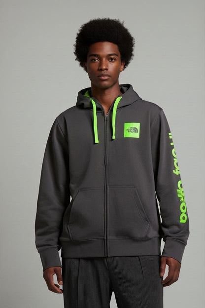 The North Face Black Windbreaker Jacket with Green Accents