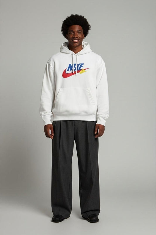 Nike White Windbreaker Jacket with Colorful Logo - Size M