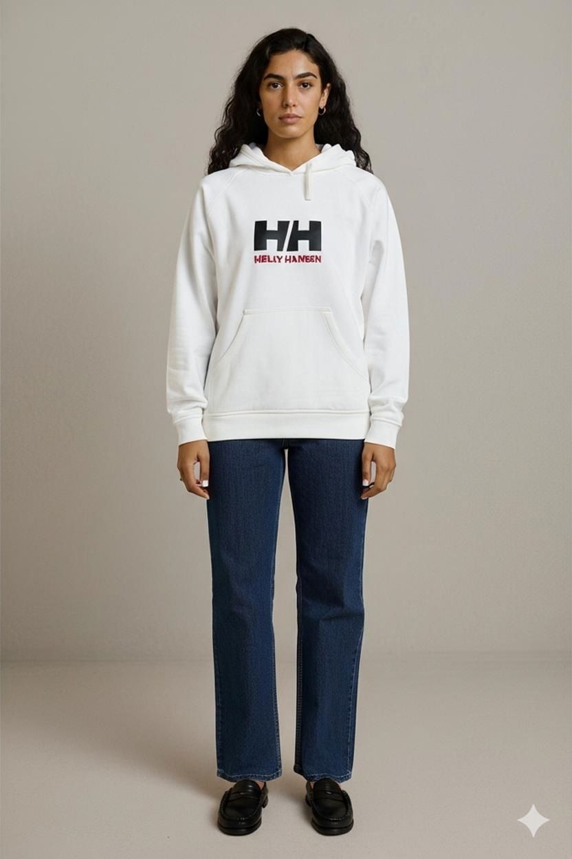Helly Hansen White Hoodie - HH Logo Sweatshirt