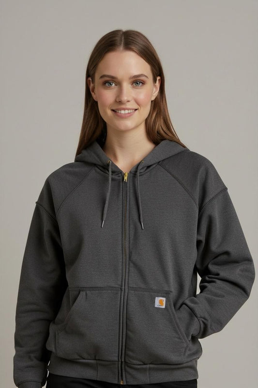 Carhartt Grey Zip-Up Hoodie Sweatshirt - Size 2XL