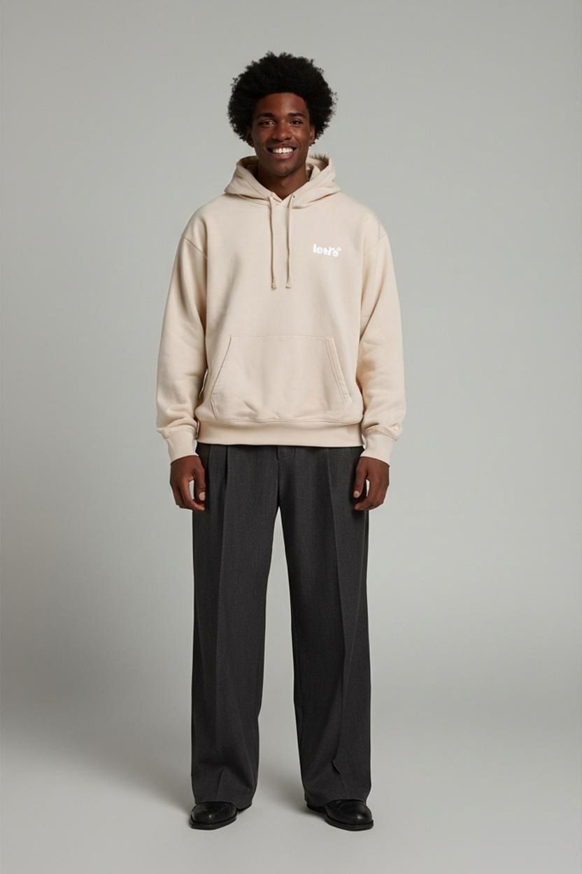 Levi's Beige Hoodie - Casual Drawstring Sweatshirt