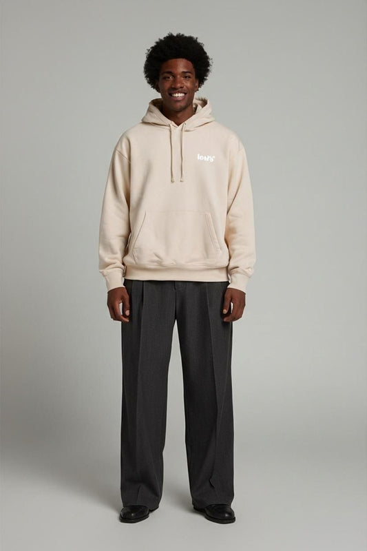 Levi's Beige Hoodie - Casual Drawstring Sweatshirt